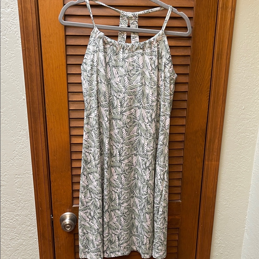 Eddie Bauer Green Leaf Print Halter Dress size L